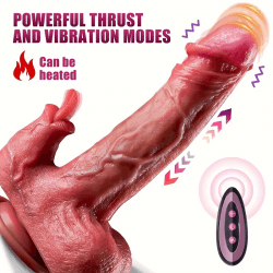 Realistic Thrusting Dildo Licking Vibrator - 5 In 1 Sex Toys Dildos With 9 Vibrating 9 Thrusting Heating & Tongue Licking Modes For G Spot Anal Stimulation, Silicone Anal Dildo For Women And Couple
