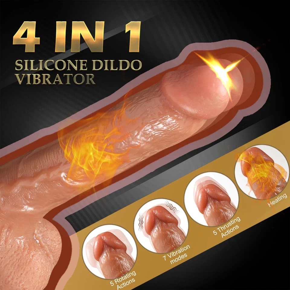 Remote Realistic Dildo Thrusting Heating Roating Toys For Women Men